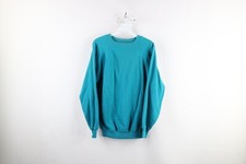 Vintage 90s Streetwear Womens Large Faded Blank Crewneck Sweatshirt Blue USA