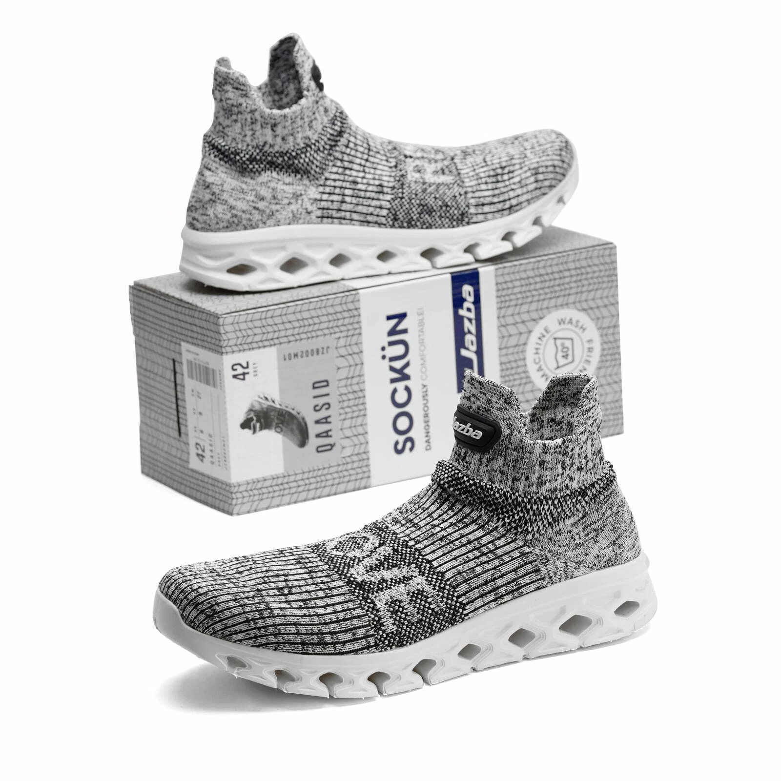 Jazba Qassid Men's Comfy Sock Sneakers Knitted Shoes Running Walking Traveling