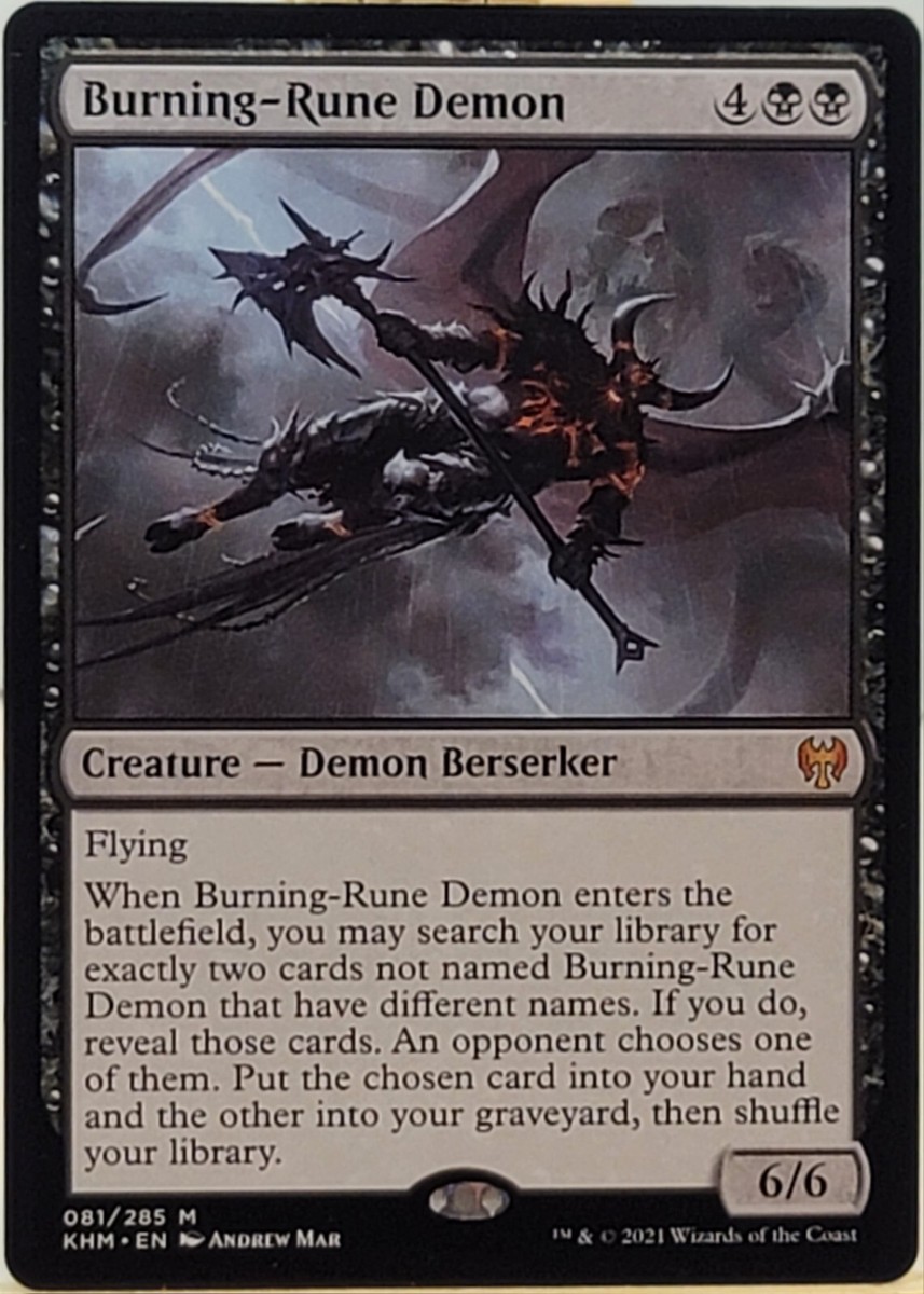 Burning-Rune Demon 1x FOIL KHM MTG Kaldheim Mythic MINT black Burning-Rune Demon 1x FOIL KHM MTG Kaldheim Mythic MINT black