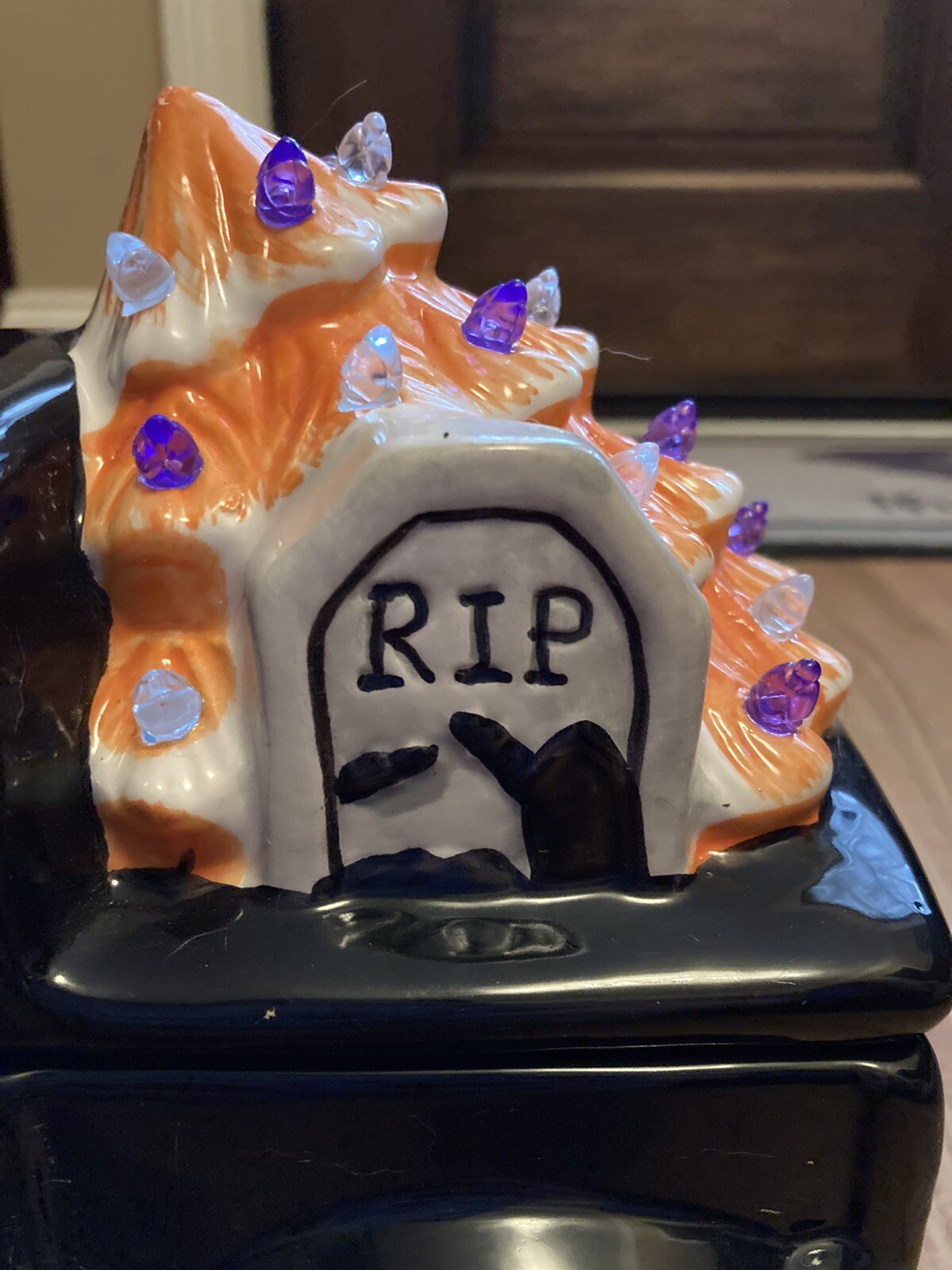 Mr Christmas Halloween Spooky Cookie Jar Black Truck Skeleton Tree eBay