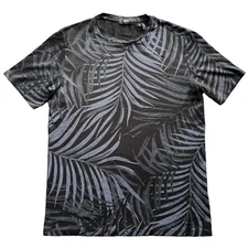 Theory Mens Clean Tee Sz S Saygo Jersey Palm Print Pima Cotton Black Blue