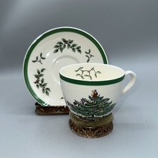 Vintage Spode England "Christmas Tree" Coffee Tea Cup and Saucer