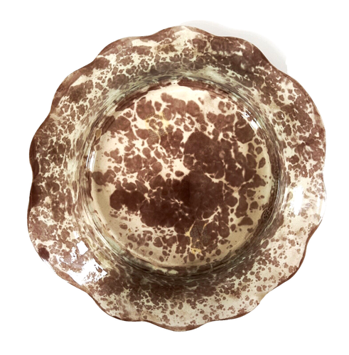 Antique 19th Century Majolica Hound Dog Scalloped Edge Plate c1880s - Picture 4 of 4