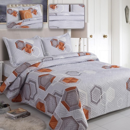 3PCS Quilted Bedspread Set Patchwork Comforter & Pillow Shams Double King - Picture 87 of 221