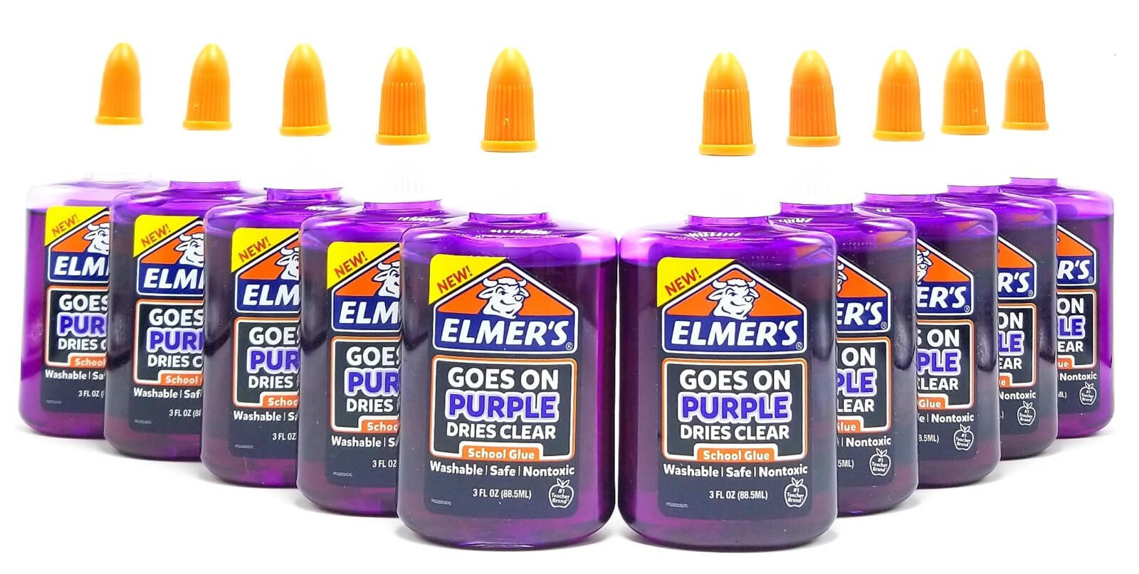 Elmers Glue Washable Goes On Purple Dries Clear School Glue 3 oz Each
