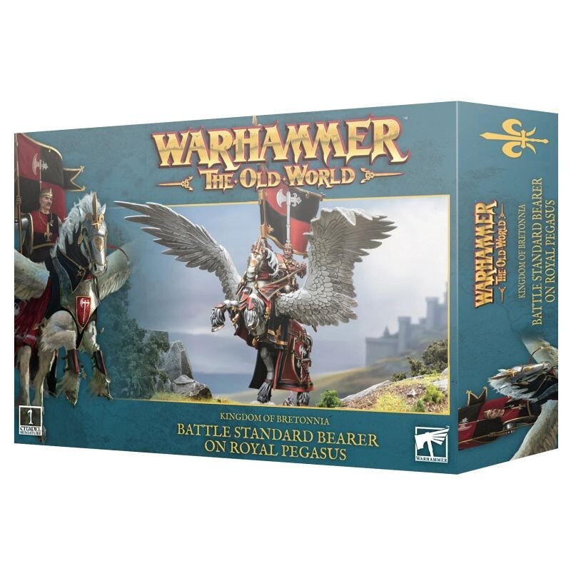 Warhammer the Old World: Bretonnian Battle Standard Bearer on Royal Pegasus