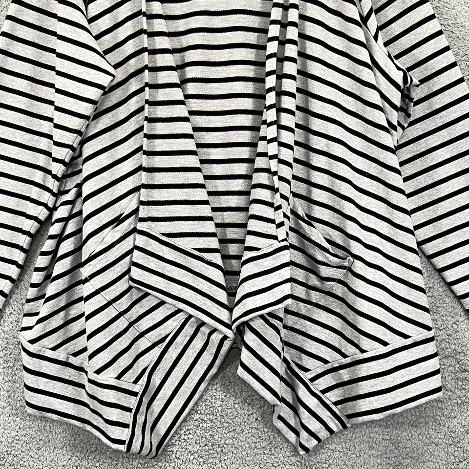 Denim & Co. Active Open Front Cardigan Women 2X Striped French Terry Drape Front - Image 4 of 4