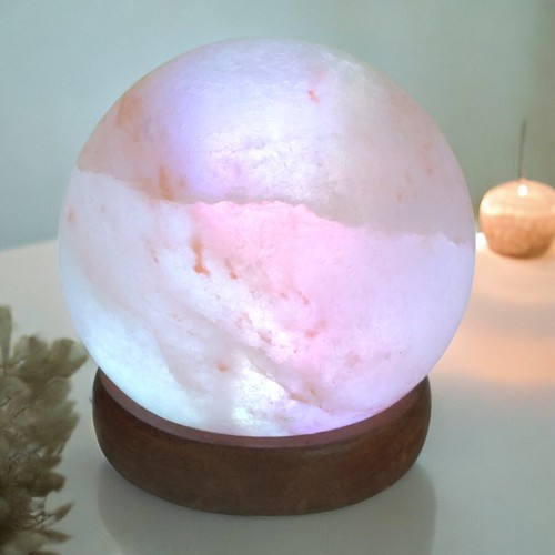 USB Rock Salt Table Lamp Colour Changing LED Light Natural Himalayan Crystal Orb - 第 10/14 張圖片