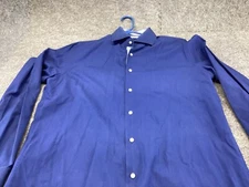 Hugo Boss Dress Shirt Mens 16 Regular Fit Blue Button Up