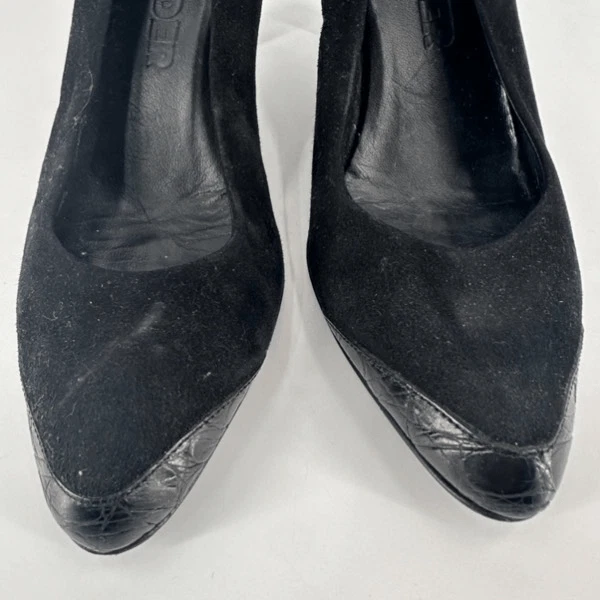 Zapatos de tacón Jil Sander para mujer de terciopelo con ribete de cuero punta puntiaguda negros talla 36 Foto 3 de 4