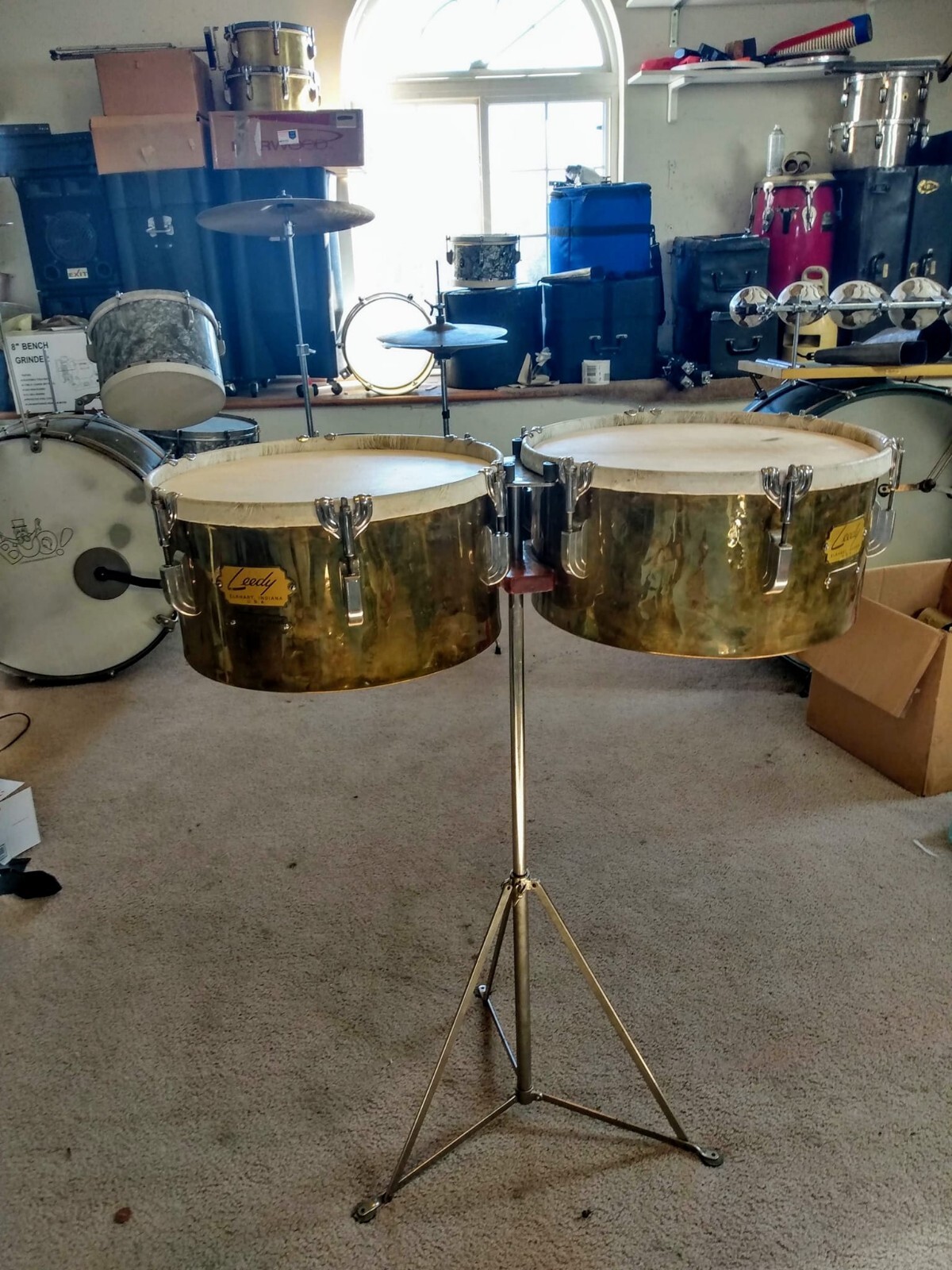 Vintage Leedy Original Timbales, solid brass, 1948 49 Humberto Morales