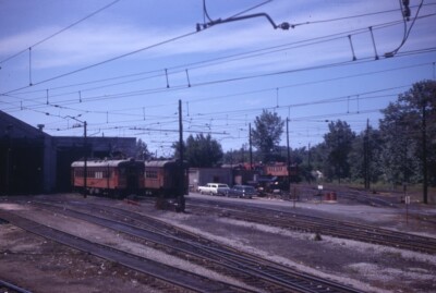 MICHIGAN CENTRAL Eisenbahn Zug Geschäfte Hof Lokomotive Original 1968 Foto Dia