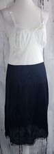 VTG Nancy King Lingerie Under Dress Slip Lace Nylon 2127 Black/White Size 34