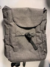 Made By Design Adult Unisex Draw Top Pockets Flat Backpack, 17", Gray