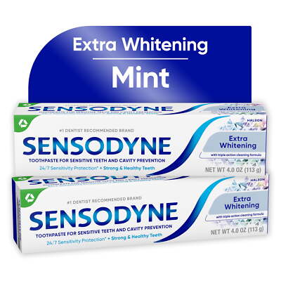 Sensodyne Extra Whitening Sensitive Toothpaste, Mint, 4 Oz, 2 Pack, for Adults