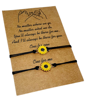 Sonnenblumen-Armband Freundschafts-Liebhaber-Paar-Charme-Karte Wish You Me...