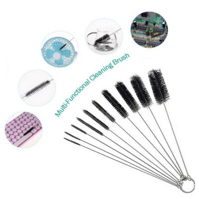 10-Piece Nylon Straw Brush Cleaner Set - Long Small Tube Pipe Bottle Cleaning Kit, Berry Scent