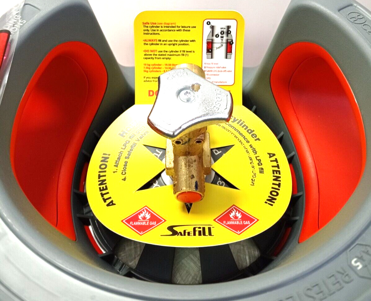 Safefill Refillable LPG Gas Bottle 10Kg 19.5L Lightweight Cylinder