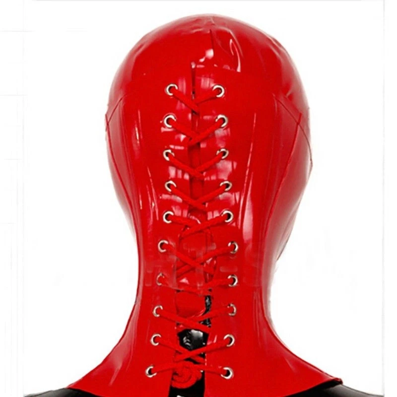 Latex mask and Red 1.0mm Collars with Lacing Behind latex Mask Club Wear - Image 2 of 4