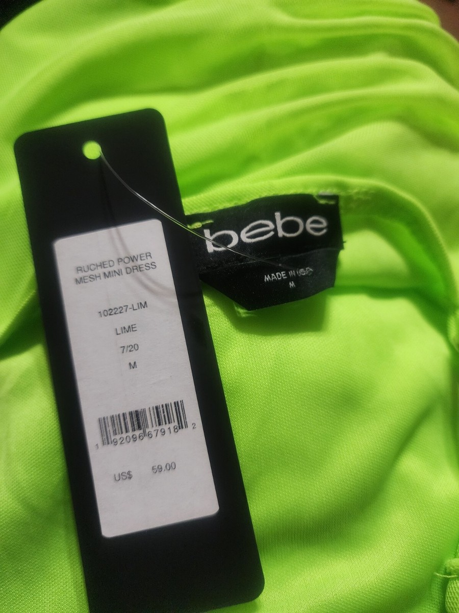 Bebe Lime Neon Green Ruched Power Mesh Dress NWT Size M 59msrp | eBay Bebe Lime Neon Green Ruched Power Mesh Dress NWT Size M 59msrp | eBay