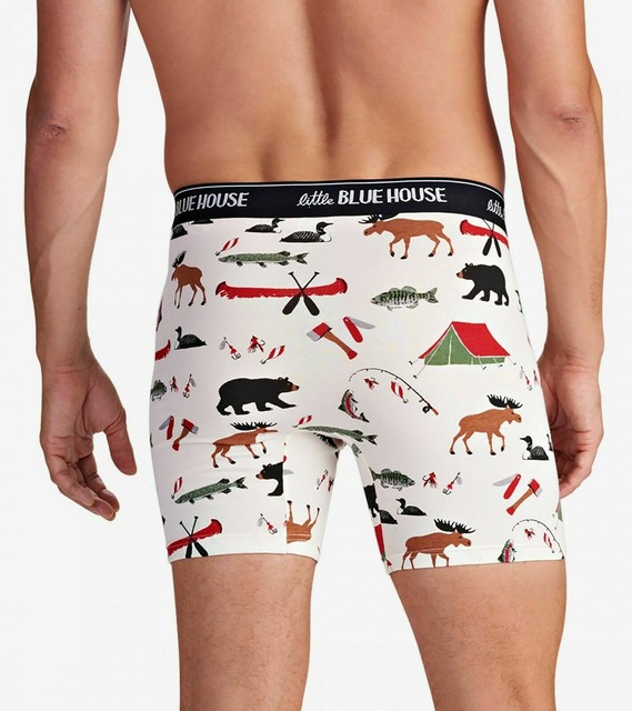 Little Blue House Mens Gone Camping Boxer Briefs Novelty Underwear New