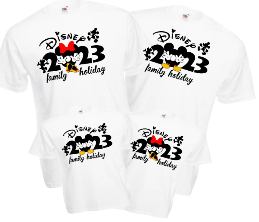 Matching family disney shirts White 2023 travel holiday t shirts reveal  gift new