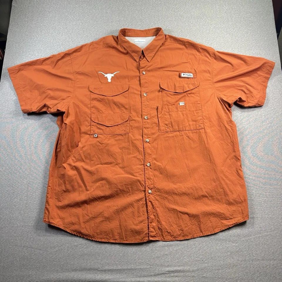 Texas Longhorns UT Columbia PFG Shirt Men’s 3XL Orange Vented Fishing Embroidery - Image 2 of 4