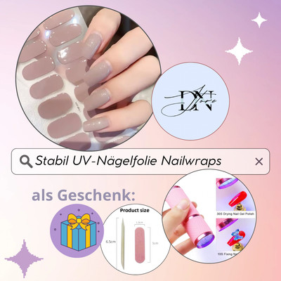 Versand Heute   UV-Nagelfolie Nailwraps +   Geschenkset Nude Cappuccino 015
