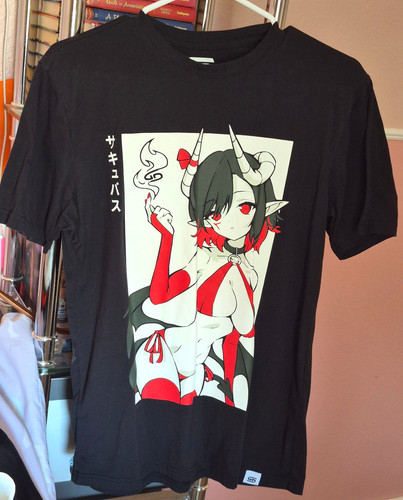 Gamer Supps Waifu Black T-Shirt Size Medium Succubus Anima Video Games