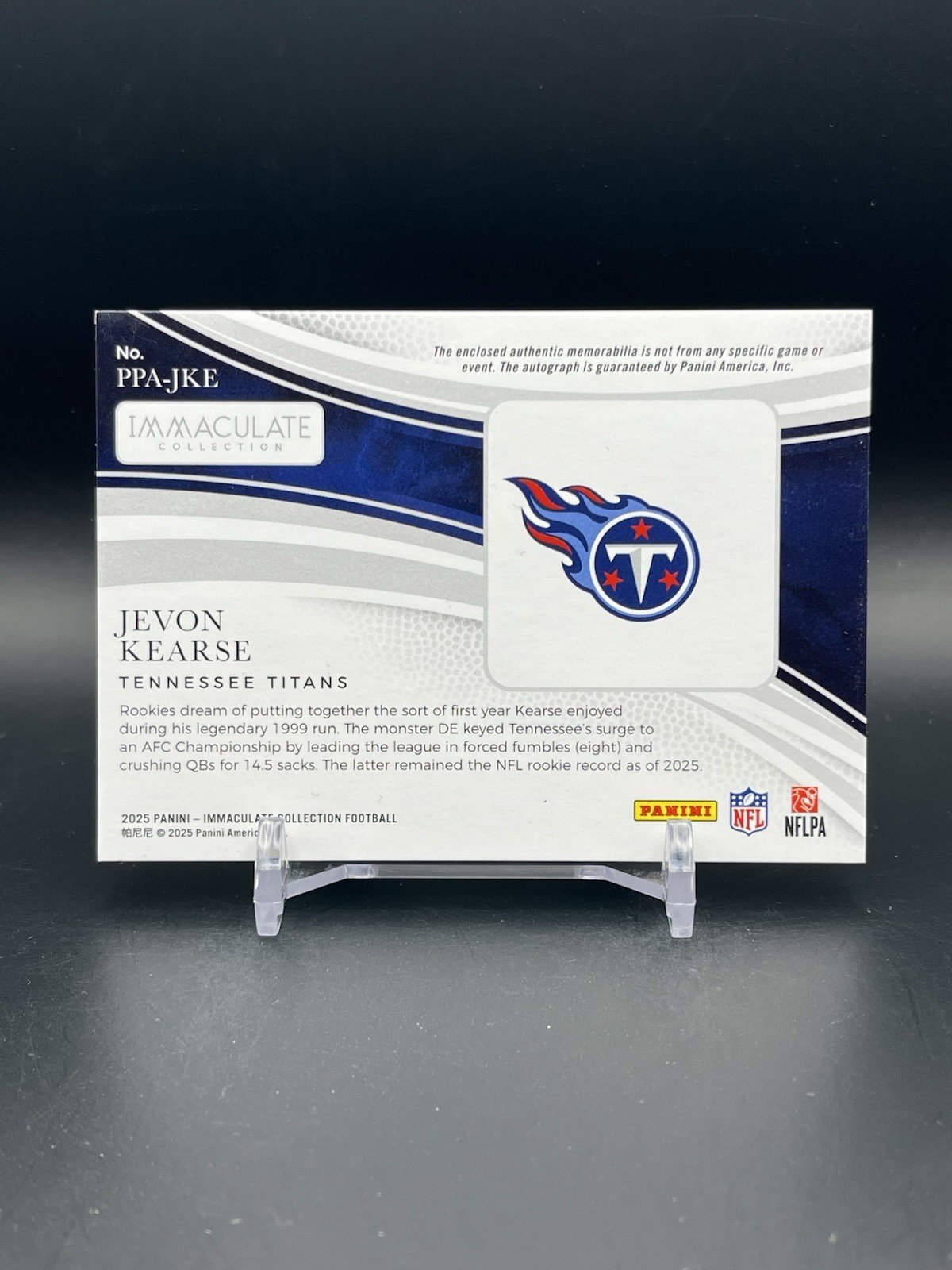 2025 Immaculate - Premium Patch Autos JEVON KEARSE #/99 Gold PPA-JKE Titans HoF view 2