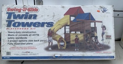 Swing And Slide Playground Kit Twin Towers