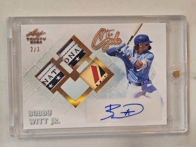 2024 Leaf Trinity BOBBY WITT JR. The Cycle "Triple" Player Worn Patch Auto #/3