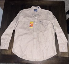 Wrangler Cowboy Cut Authentic Western Work Shirt Cotton XL Beige Men