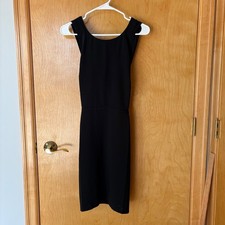 LOFT Sheath Dress Womens 2 Black Cross Back Cutout Sleeveless Side Zip 27532188