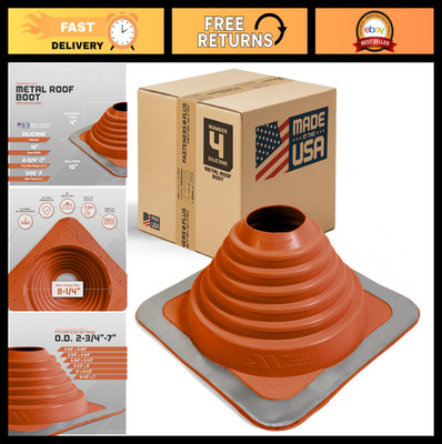 Silicone Roof Pipe Flashing Boot - Fits 2-3/4  to 7  Pipe OD, High Temp Red Chim