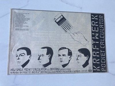 KRAFTWERK POCKET CALCULATOR 1981 SMALL VINTAGE ADVERT 28 cm x 18 cm