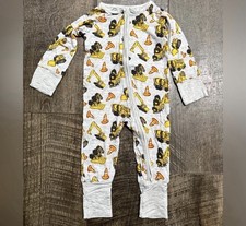 Baby Bamboo Construction Print Grey Sleeper Zipper Pajamas 0-3m