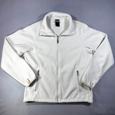 The North Face Women s Fleece Jacket Small White Full Zip Stretch Cuffs Cozy EUC