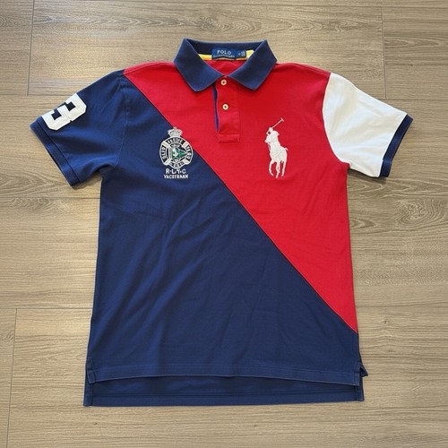 Vintage Polo Ralph Lauren 3 Yachtsman Polo Shirt Slim Color Block RLYC Sz M