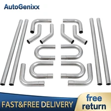 2 Inch Custom Exhaust Tubing Mandrel Bend Pipe Straight & U-Bend Kit 16 Pieces