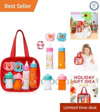 Colorful 6-Piece Baby Doll Feeding Set with Milk  Juice Bottles for Toddler Fun