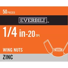 1/4 In.-20 Zinc Plated Wing Nut (50-Pack)