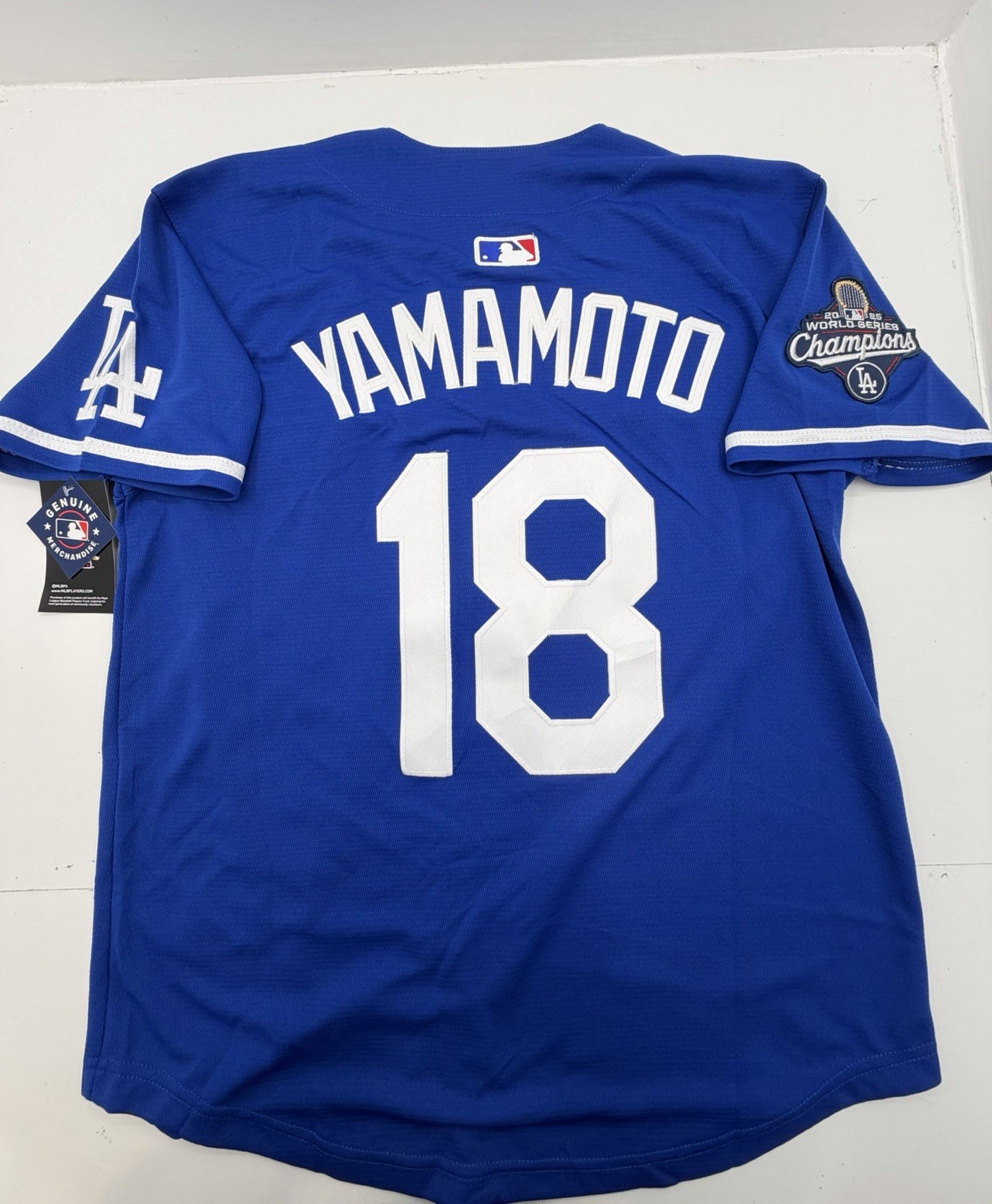 Yamamoto #18 Dodgers 2025 World Series Jersey Champion Patch Stitched BlueJersey
