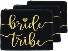 3pc Bride Tribe Makeup Bags - Bridesmaid Favor for Bachelorette Party, Bridal...