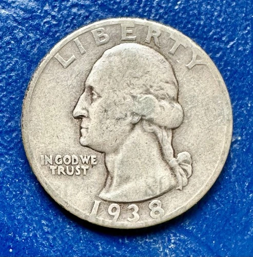 1938 Washington Quarter. 90% Silver.     F-VF Condition. Charity Auction. ￼