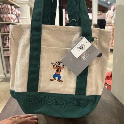 Disney Parks 2026 Goofy Green Canvas Mini Tote Bag New