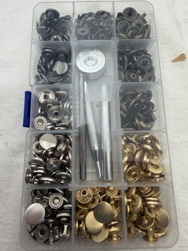 15Mm 5/8" Mixed Heavy Duty Snap Fasteners Kit Metal Snaps for Leather D3A