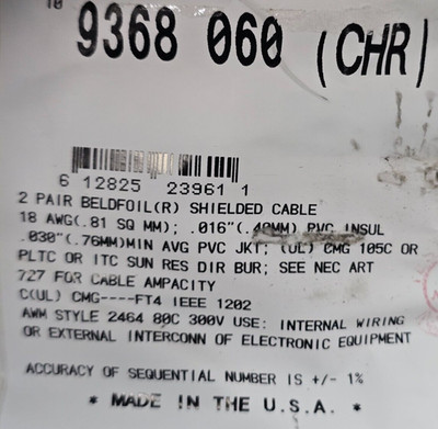 Belden 9368 18/2P Individually Shielded Pairs  PLTC/ITC Direct Burial Cable/10ft