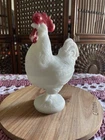 Vintage Westmoreland Milk Glass Standing Rooster On Nest Covered Candy Dish 8.5"