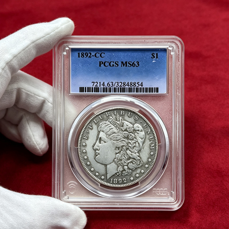 1892-CC PCGS MS63 silver coin 90% silver rare numismatic piece
